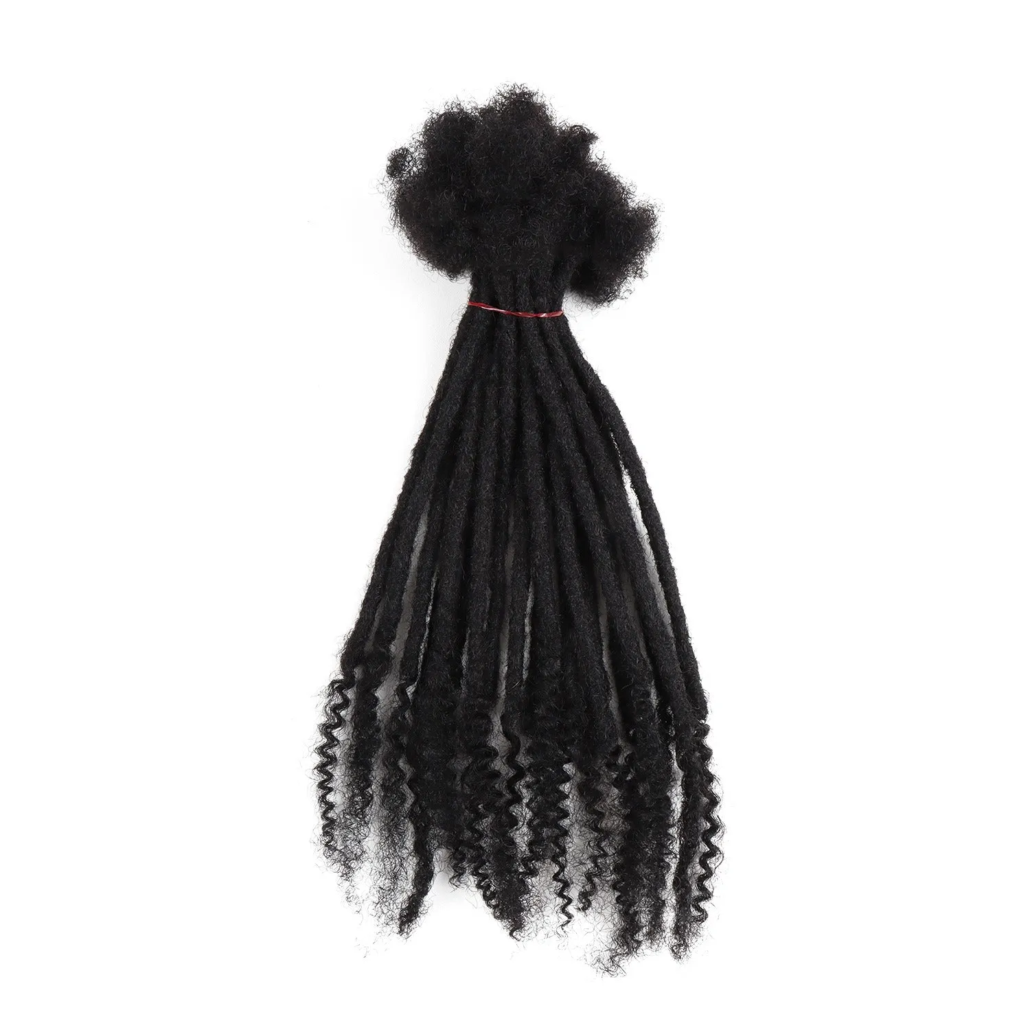100% Godess Curly Tips Dreadloc Extensions Human Hair Dreadlocs 10 Locs Per Bundle Natural Textured Coil Tip Loc Extensions
