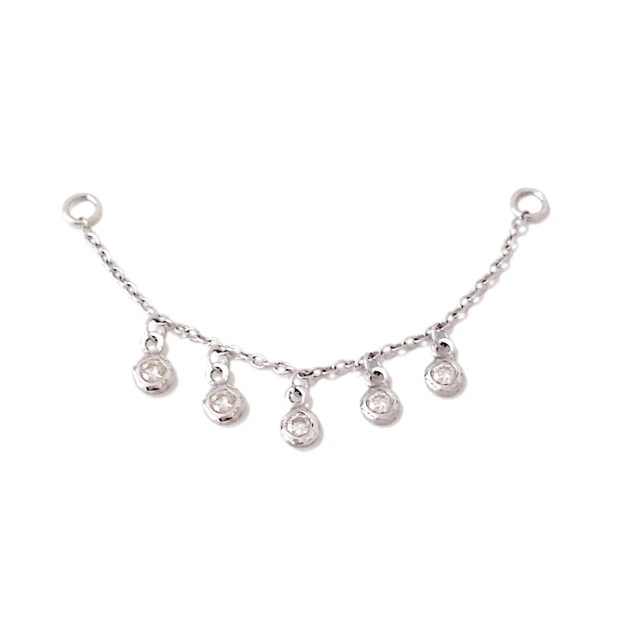 14K Gold 5 Diamond Dangle Chain Earring Jacket