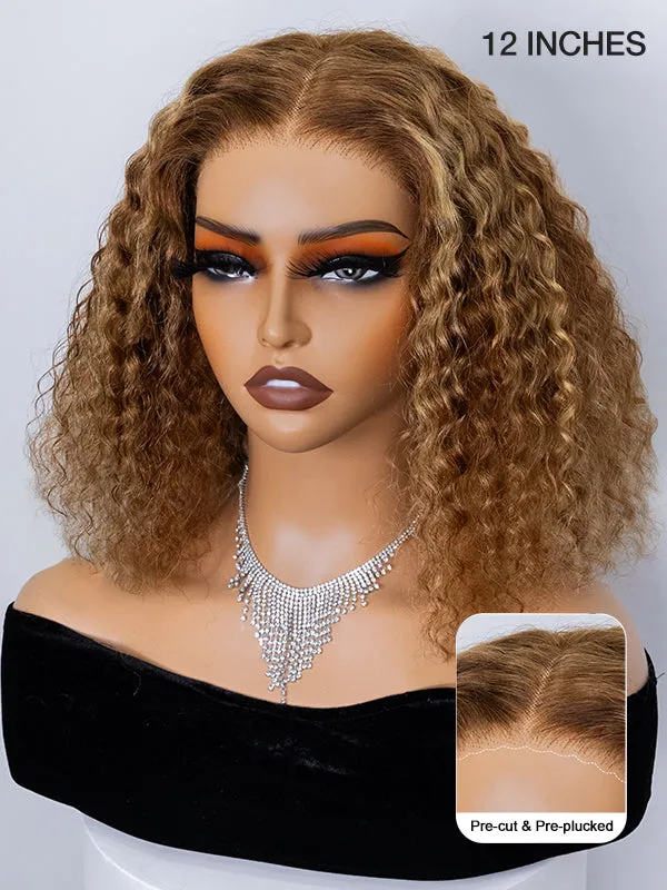 $199 For Any 2 | Honey Blonde Highlight Wear Go Water Wave 4x6 Wig   Honey Blonde Highlight Kinky Curly 4x6 Pre-bleached Wig