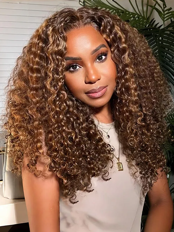$199 For Any 2 | Honey Blonde Highlight Wear Go Water Wave 4x6 Wig   Honey Blonde Highlight Kinky Curly 4x6 Pre-bleached Wig