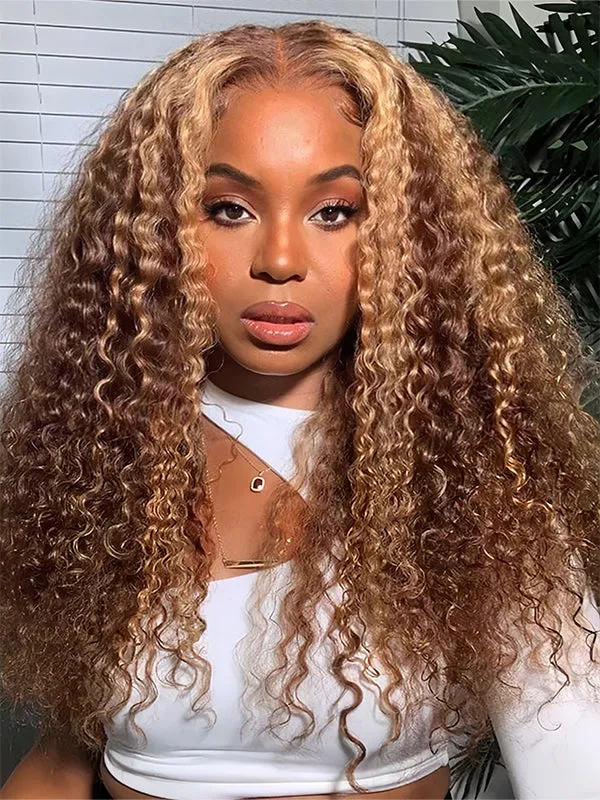 $199 For Any 2 | Honey Blonde Highlight Wear Go Water Wave 4x6 Wig   Honey Blonde Highlight Kinky Curly 4x6 Pre-bleached Wig
