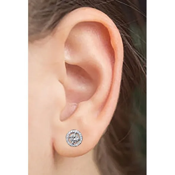 2.30 Ct Brilliant Cut Natural Earth Mined Diamonds Women Studs Halo Earrings With Jackets