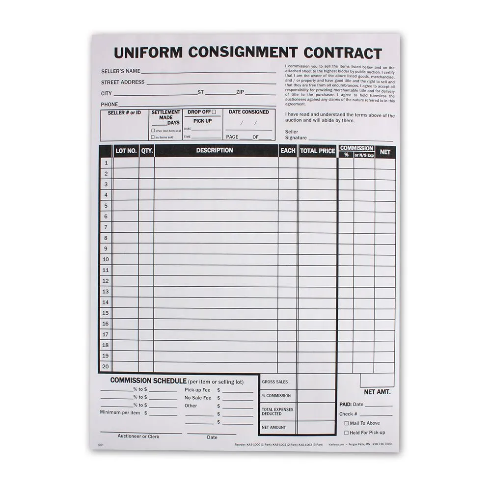 3-Part Detailed Consignment Form (100/Pack)