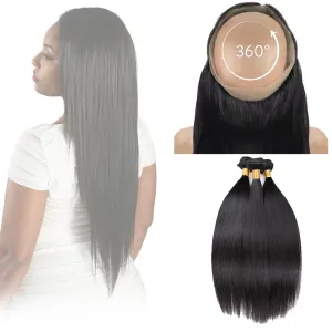 360° LACE FRONTAL - STRAIGHT  3 BUNDLES(#1B)