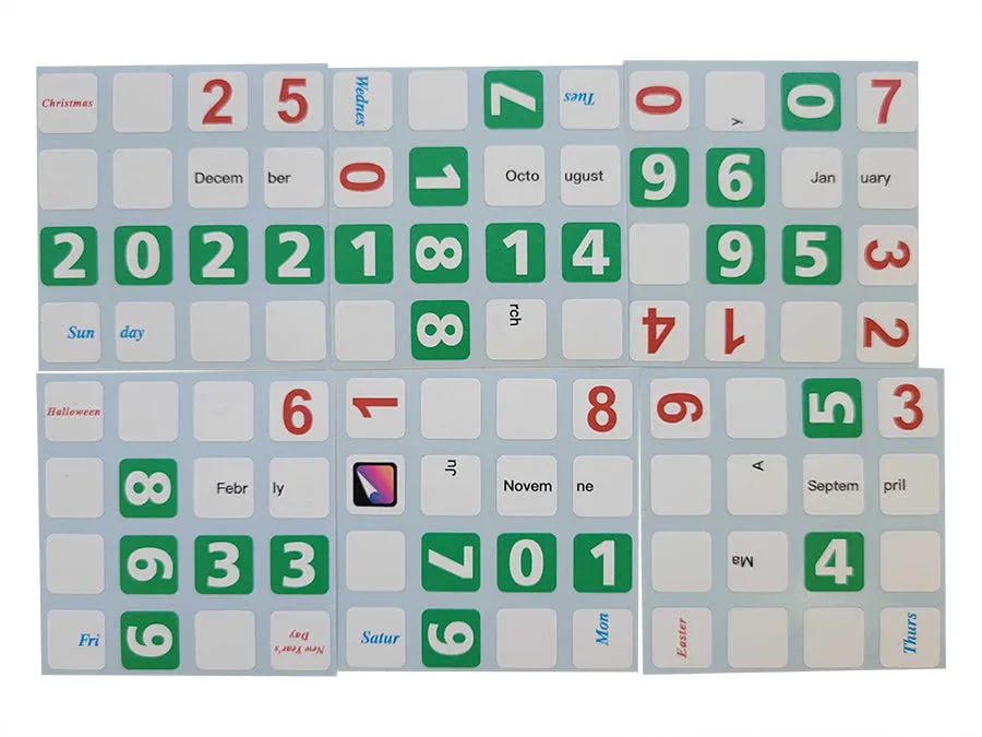4x4 English Calendar Cube Stickers V2