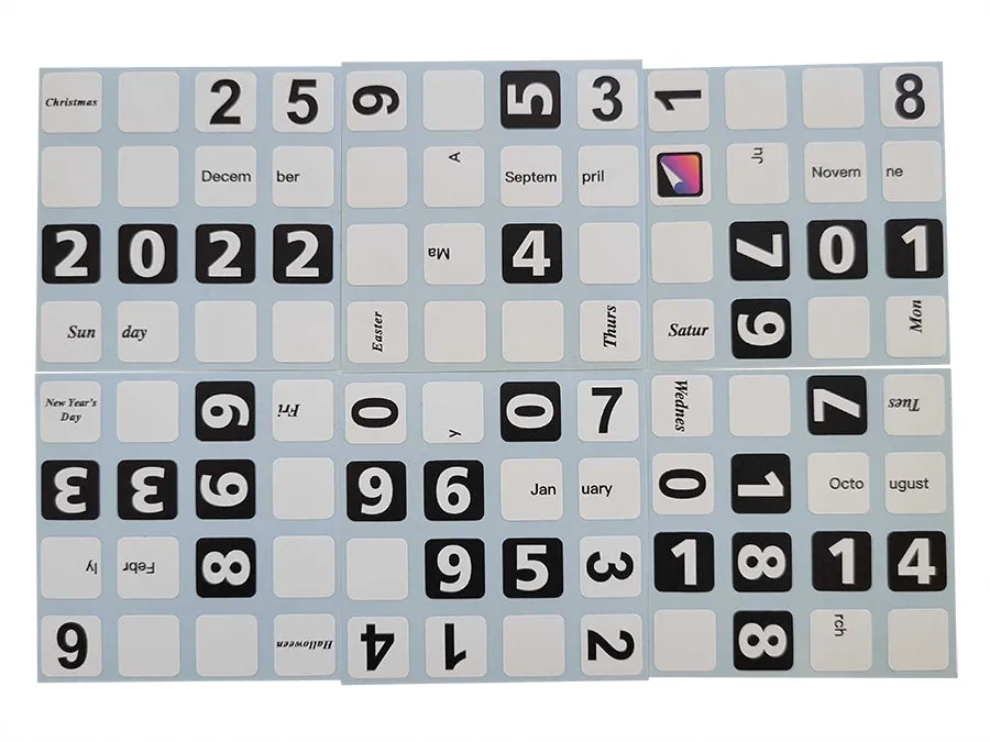 4x4 English Calendar Cube Stickers V2