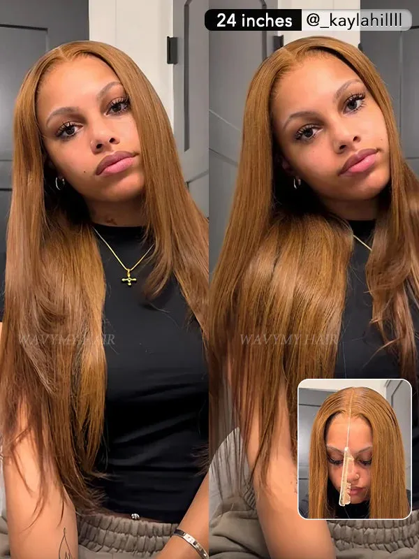 80% Off | Wavymy Layered Cut Chestnut Brown Wear Go Wigs 180% Density Straight 4x6 Lace Closure Wigs 100% Human Hair
