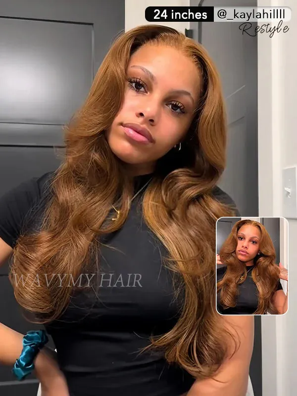 80% Off | Wavymy Layered Cut Chestnut Brown Wear Go Wigs 180% Density Straight 4x6 Lace Closure Wigs 100% Human Hair