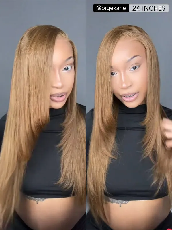 80% Off | Wavymy Layered Cut Chestnut Brown Wear Go Wigs 180% Density Straight 4x6 Lace Closure Wigs 100% Human Hair
