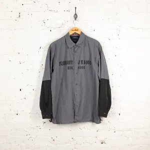 90s Tommy Jeans Spell Out Shirt - Grey - L