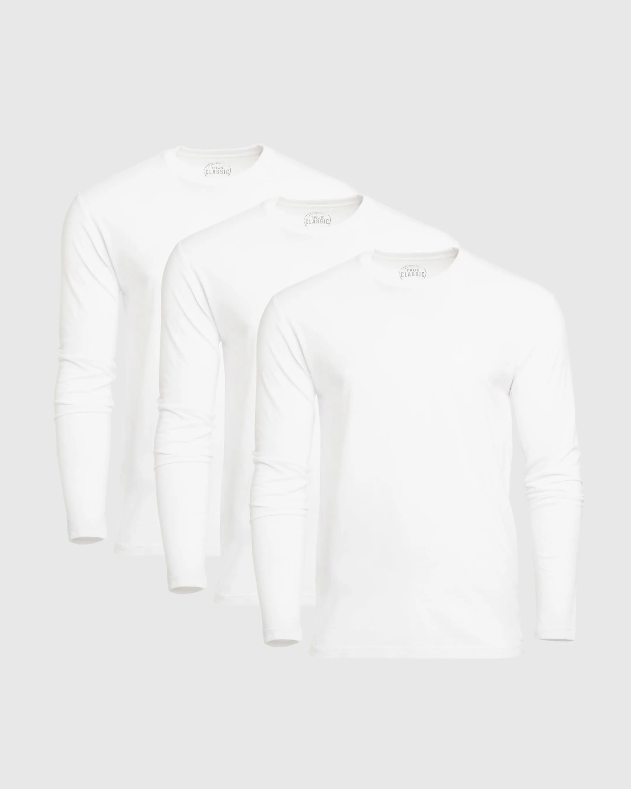 All White Long Sleeve Crew Neck 3-Pack
