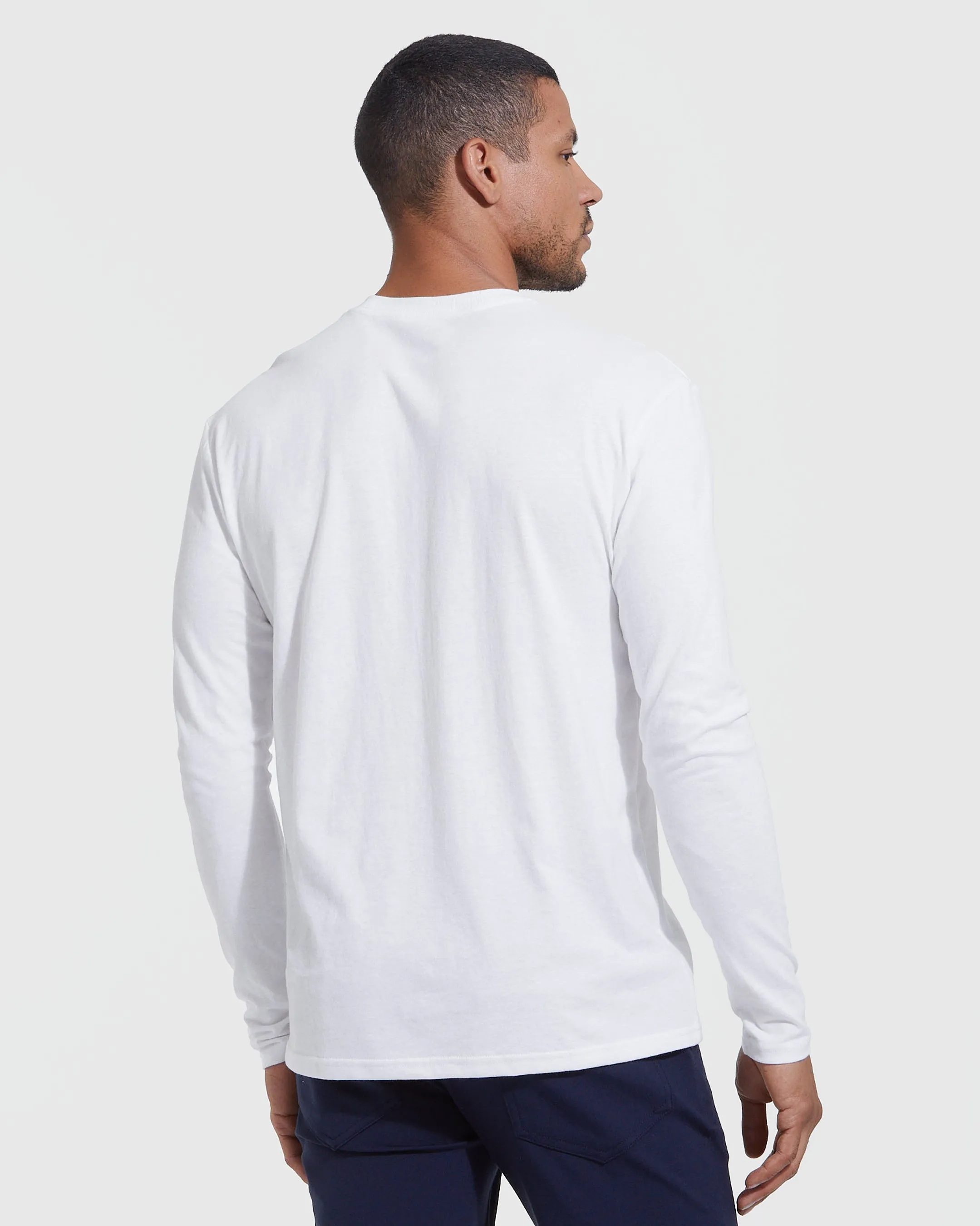 All White Long Sleeve Crew Neck 3-Pack