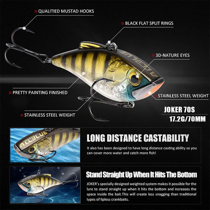 ALLBLUE JOKER 70S Sinking Fishing Lure Crankbaits Hard Artificial VIB Vibration Bait All Depth Fishing Tackle