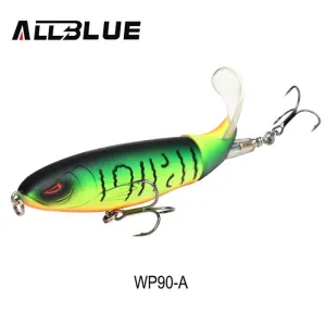 ALLBLUE Whopper Popper 9cm/11cm/13cm Topwater Fishing Lure Artificial Bait Hard lure with soft Rotating Tail Fishing Tackle