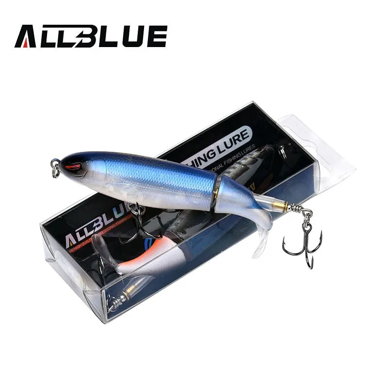ALLBLUE Whopper Popper 9cm/11cm/13cm Topwater Fishing Lure Artificial Bait Hard lure with soft Rotating Tail Fishing Tackle