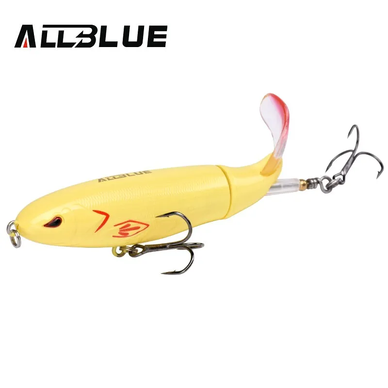 ALLBLUE Whopper Popper 9cm/11cm/13cm Topwater Fishing Lure Artificial Bait Hard lure with soft Rotating Tail Fishing Tackle