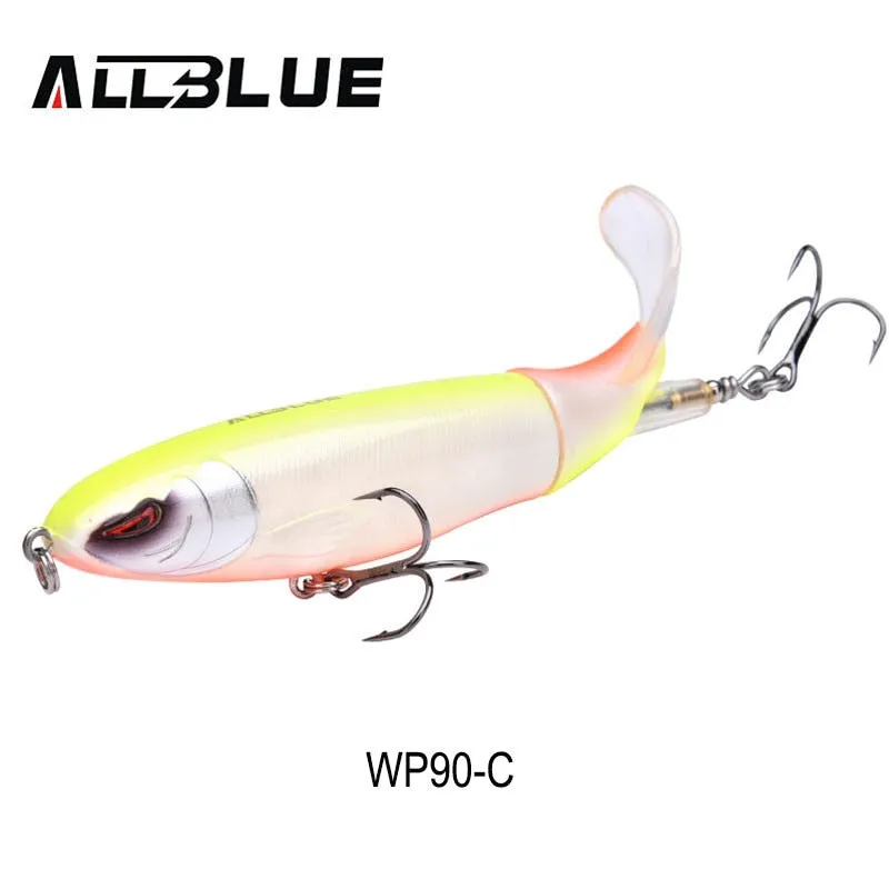 ALLBLUE Whopper Popper 9cm/11cm/13cm Topwater Fishing Lure Artificial Bait Hard lure with soft Rotating Tail Fishing Tackle