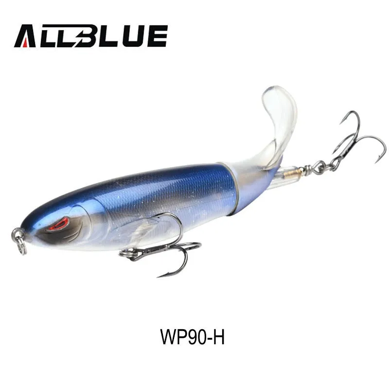 ALLBLUE Whopper Popper 9cm/11cm/13cm Topwater Fishing Lure Artificial Bait Hard lure with soft Rotating Tail Fishing Tackle