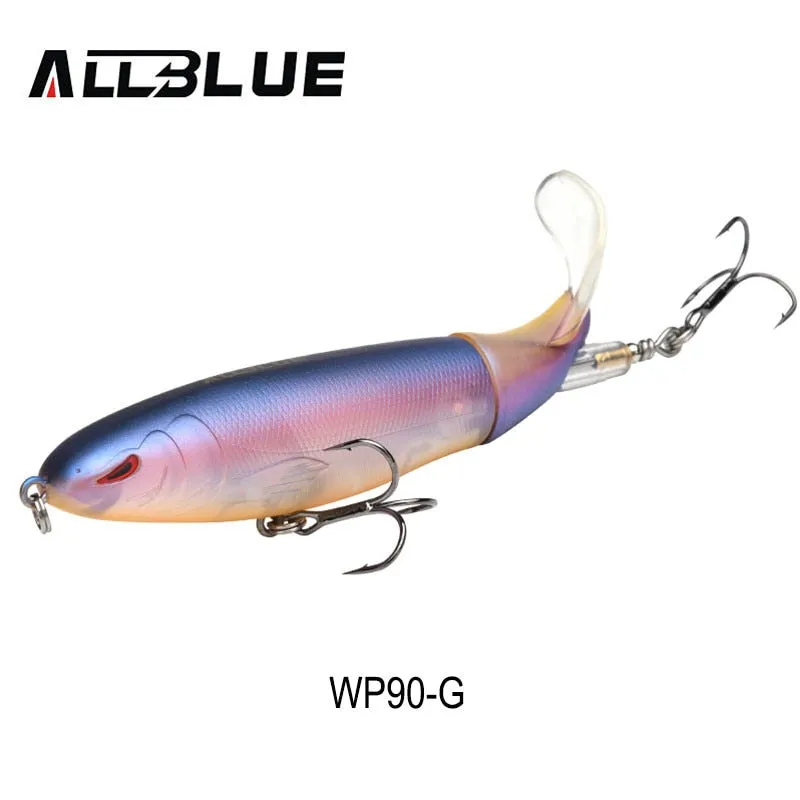 ALLBLUE Whopper Popper 9cm/11cm/13cm Topwater Fishing Lure Artificial Bait Hard lure with soft Rotating Tail Fishing Tackle
