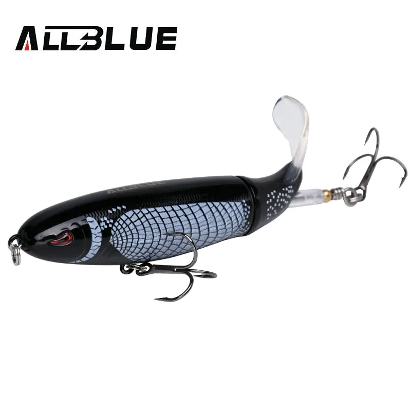 ALLBLUE Whopper Popper 9cm/11cm/13cm Topwater Fishing Lure Artificial Bait Hard lure with soft Rotating Tail Fishing Tackle