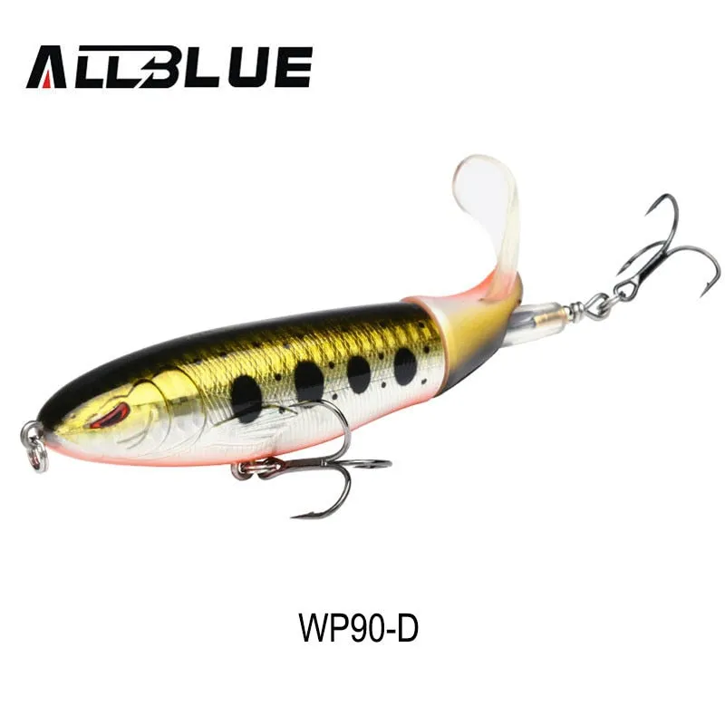 ALLBLUE Whopper Popper 9cm/11cm/13cm Topwater Fishing Lure Artificial Bait Hard lure with soft Rotating Tail Fishing Tackle