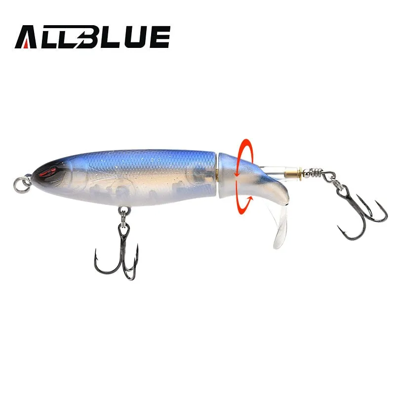 ALLBLUE Whopper Popper 9cm/11cm/13cm Topwater Fishing Lure Artificial Bait Hard lure with soft Rotating Tail Fishing Tackle