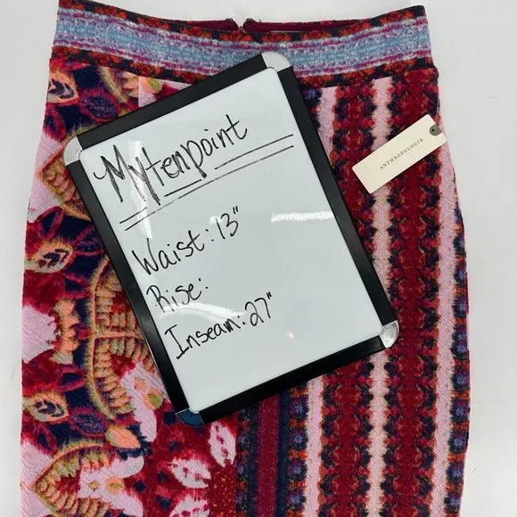 Anthropologie Maeve Marala Floral Knit Stretch Pink Stripe Lined Pencil XS Skirt