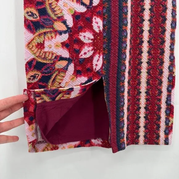 Anthropologie Maeve Marala Floral Knit Stretch Pink Stripe Lined Pencil XS Skirt