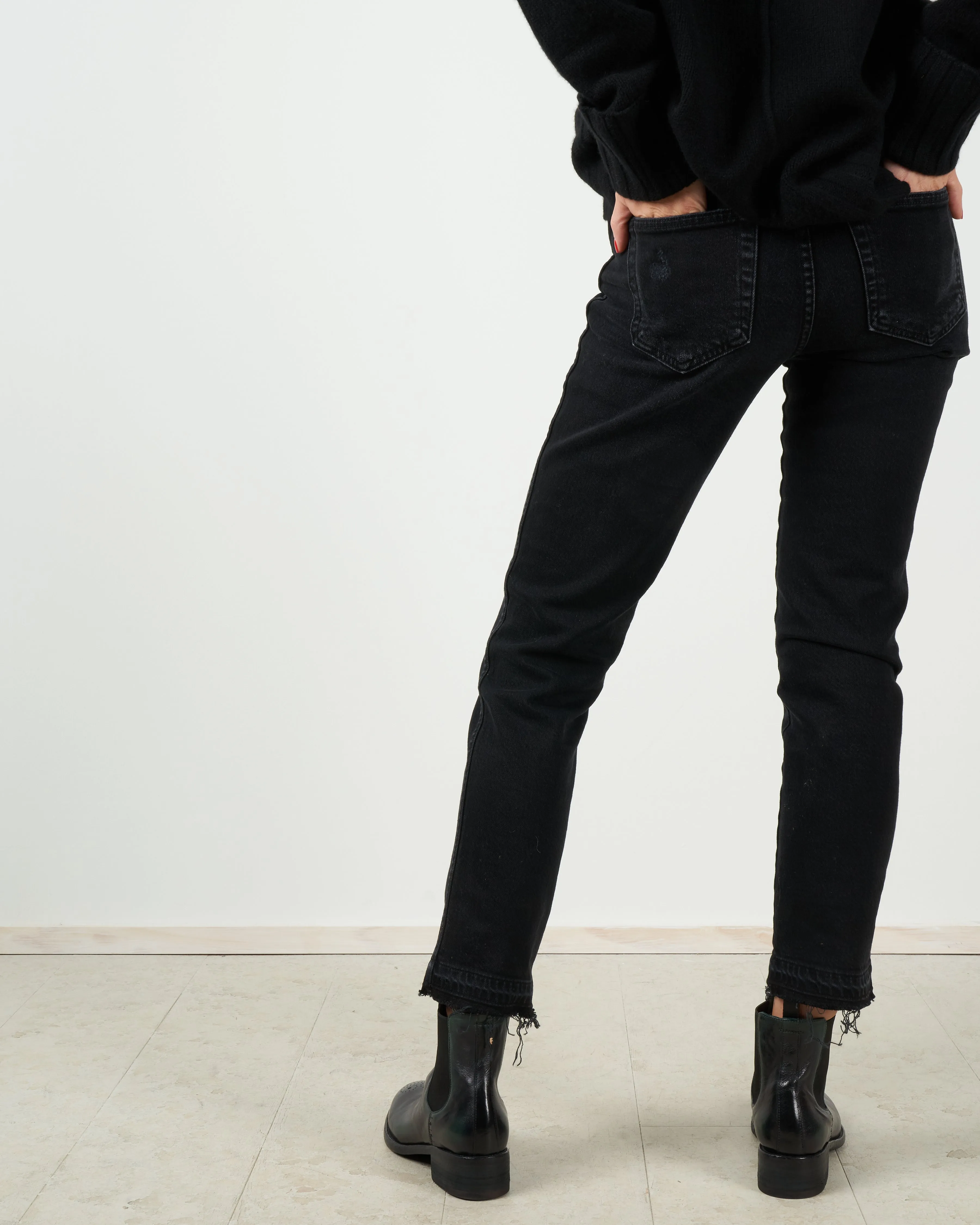 babe high rise slim straight jean - black magic