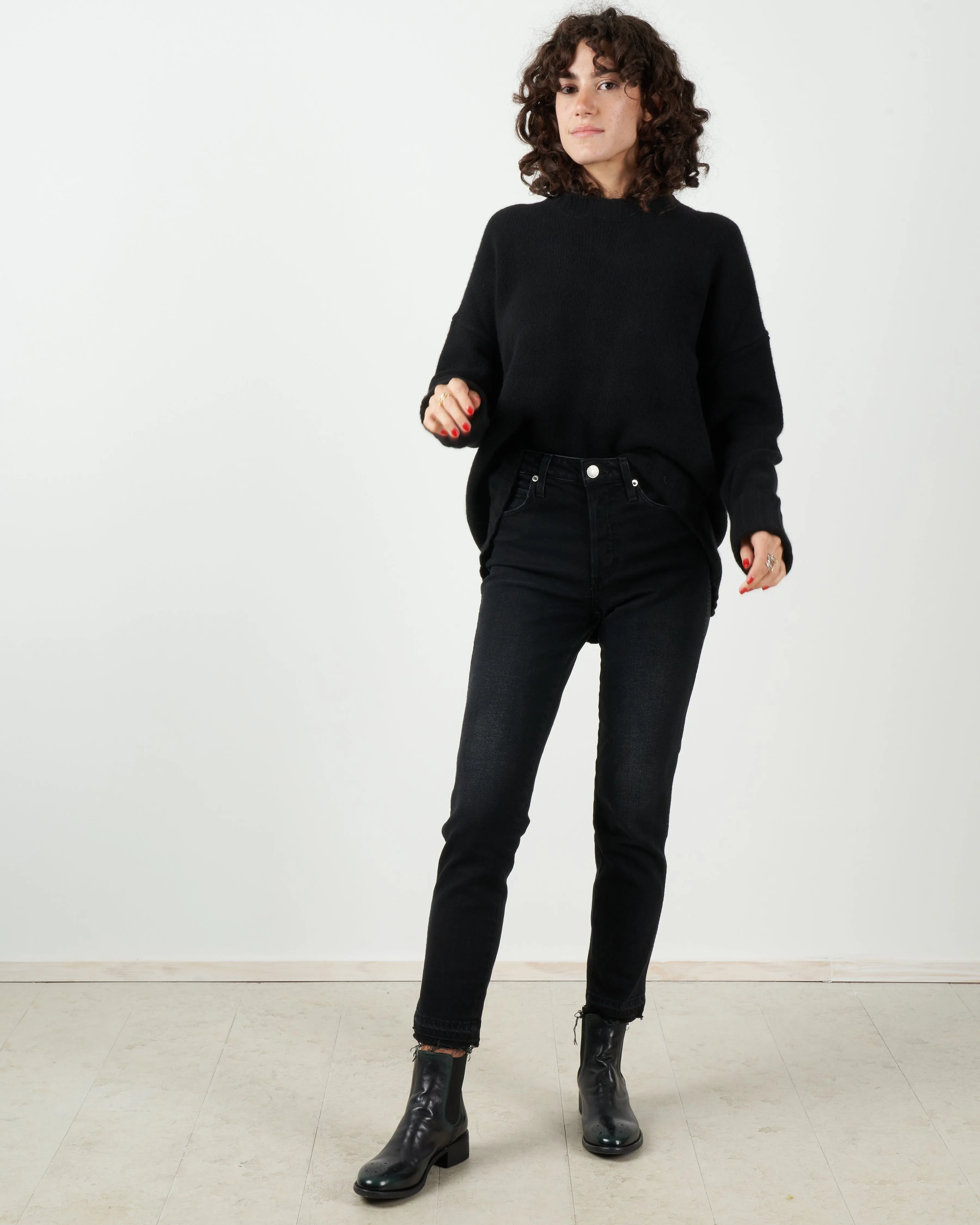babe high rise slim straight jean - black magic