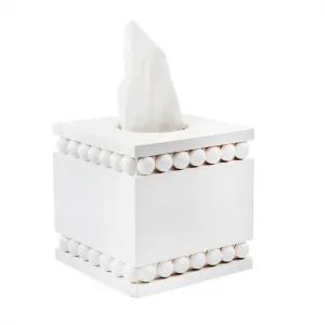 Beaded Tissue Box Cover (White)
