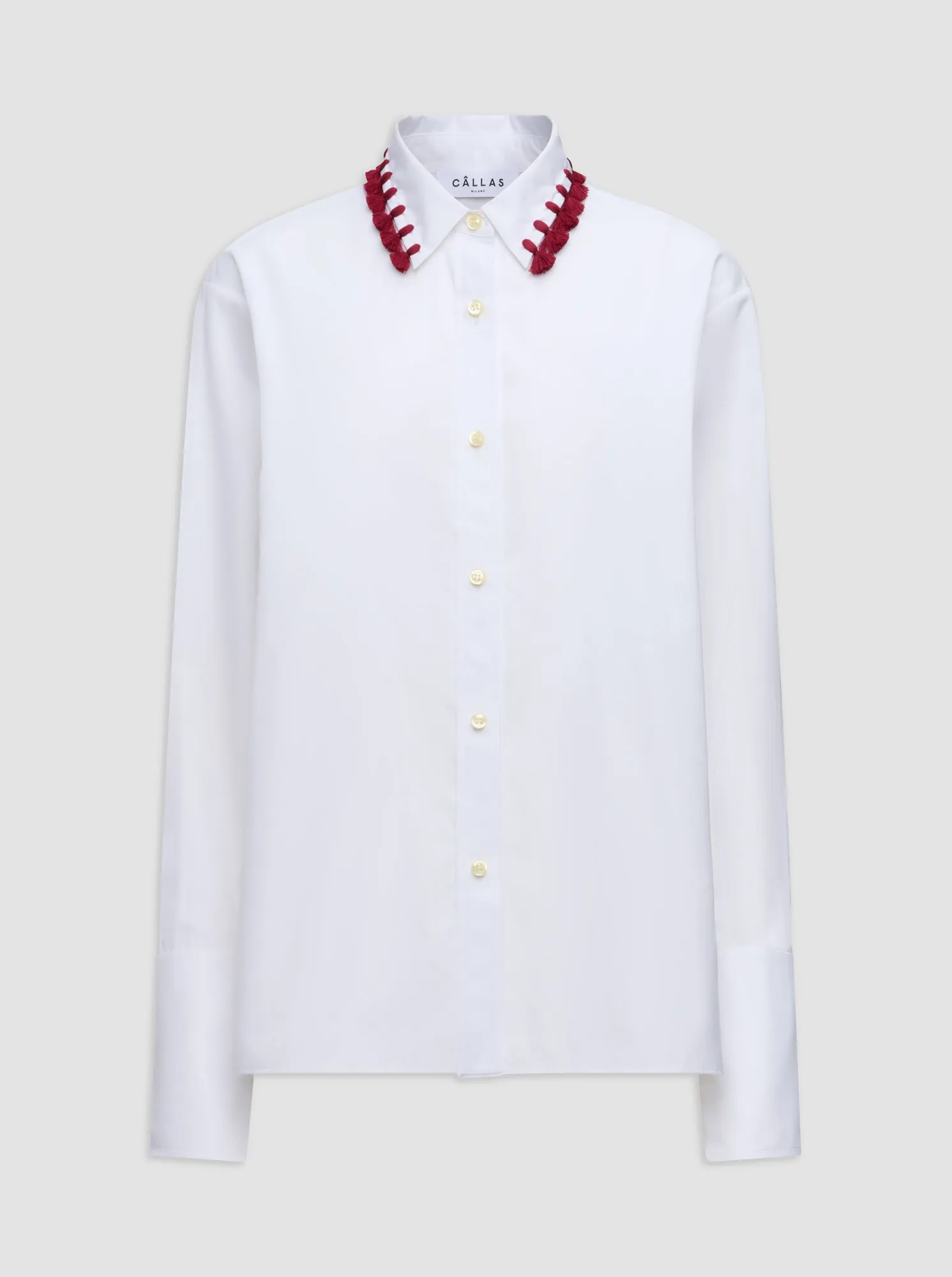 BILLIE Tassel collar shirt White