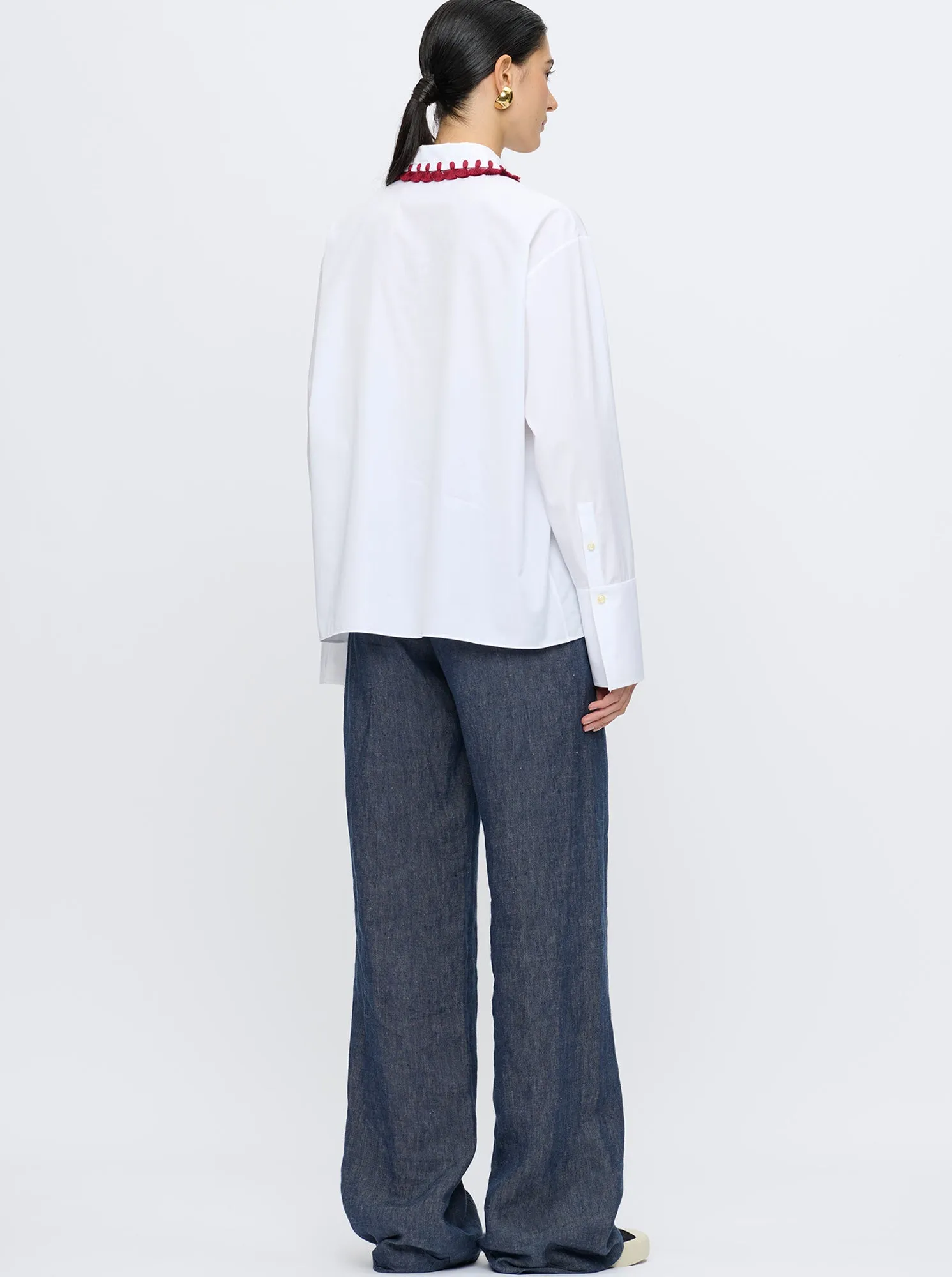 BILLIE Tassel collar shirt White