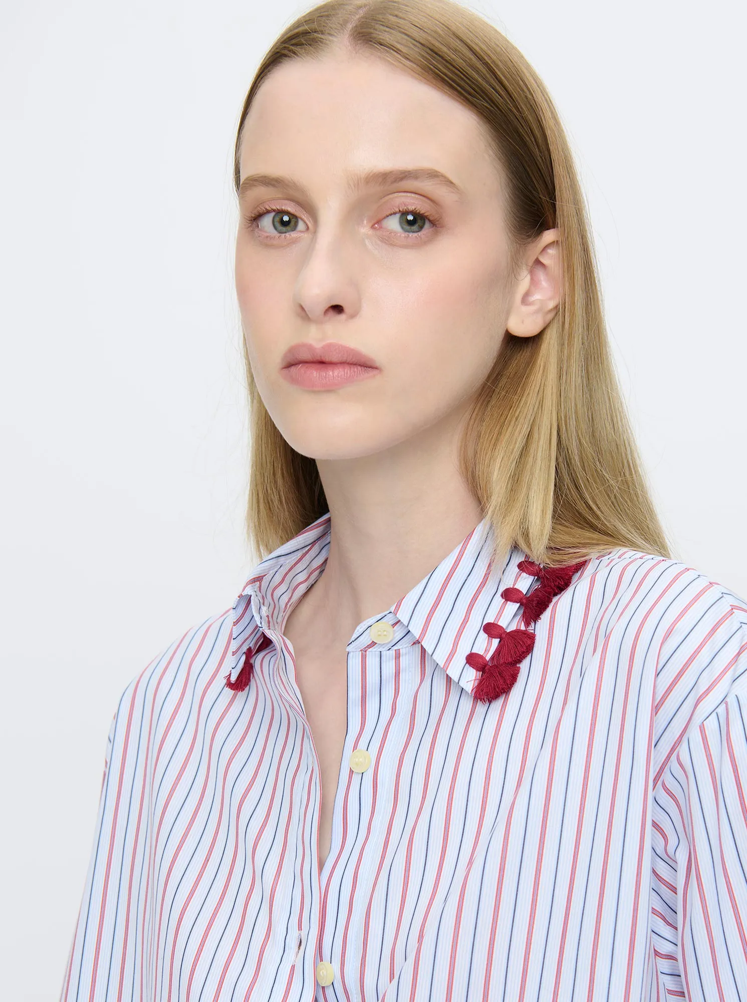 BILLIE Tassel shirt White stripe
