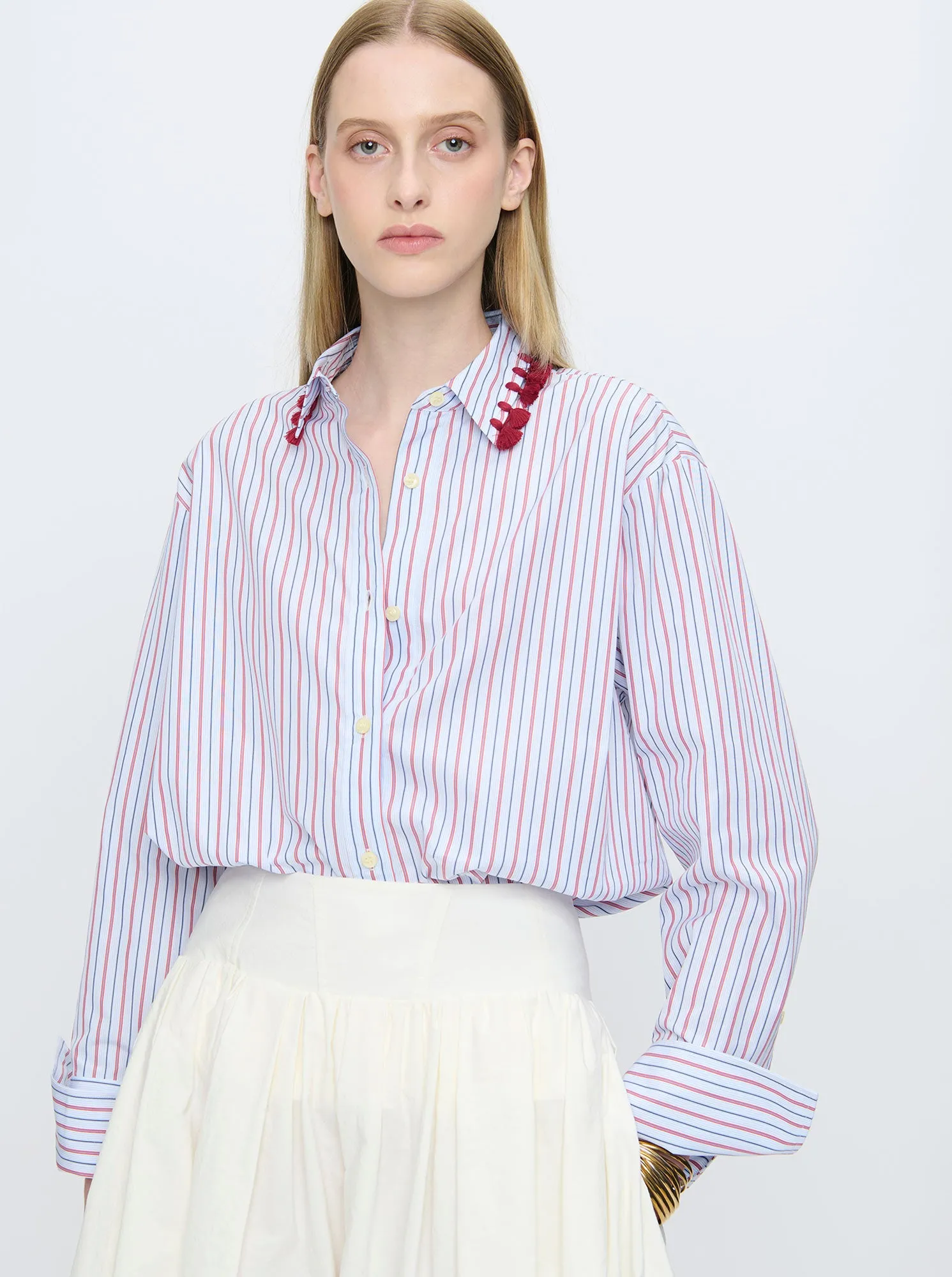 BILLIE Tassel shirt White stripe