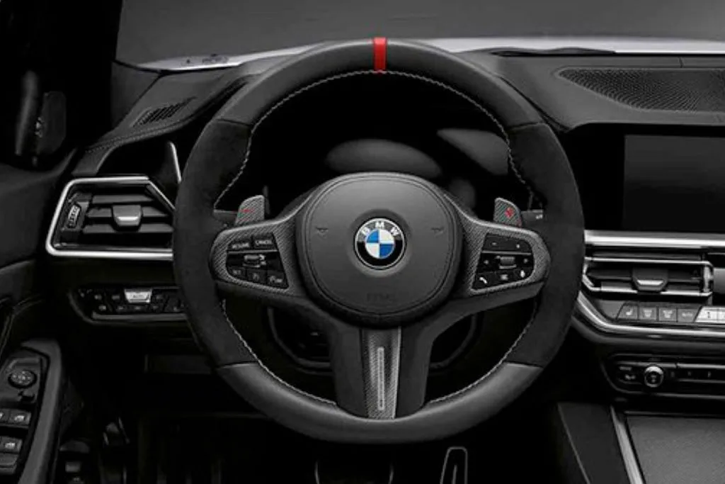 BMW M Performance G-Chassis Steering Wheel - Red Stripe   Silver Grey Stitching