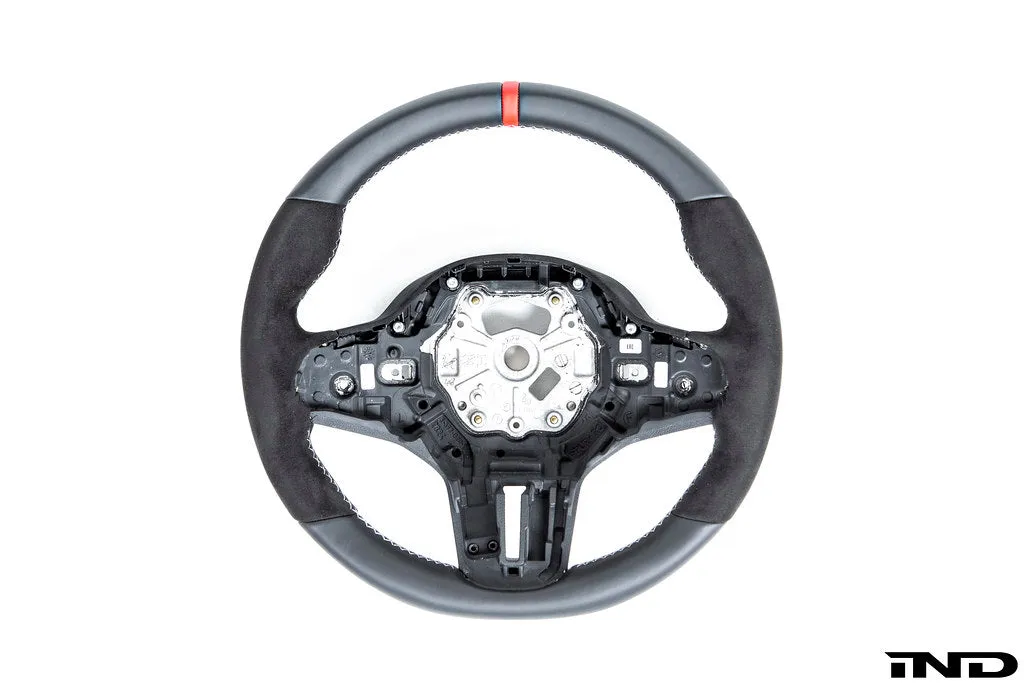 BMW M Performance G-Chassis Steering Wheel - Red Stripe   Silver Grey Stitching