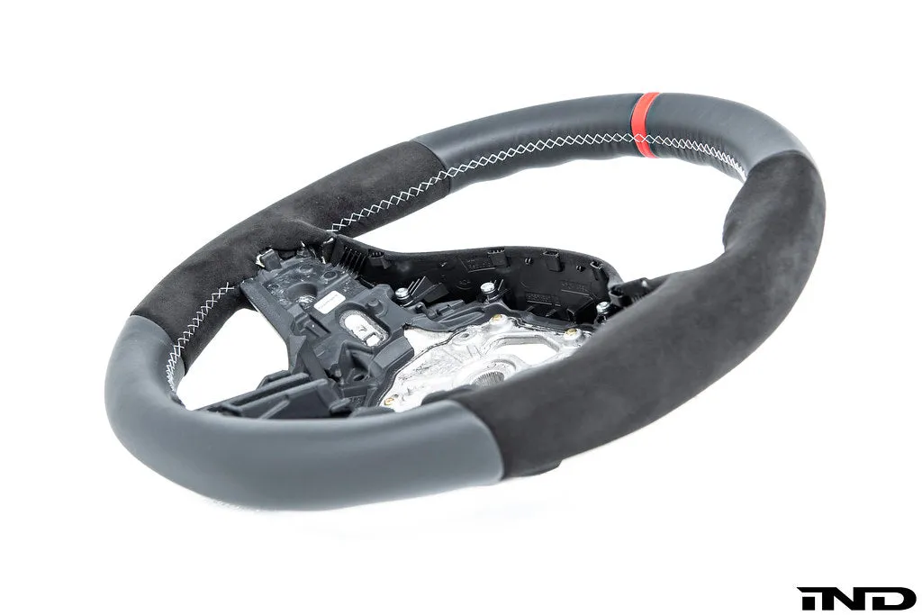 BMW M Performance G-Chassis Steering Wheel - Red Stripe   Silver Grey Stitching
