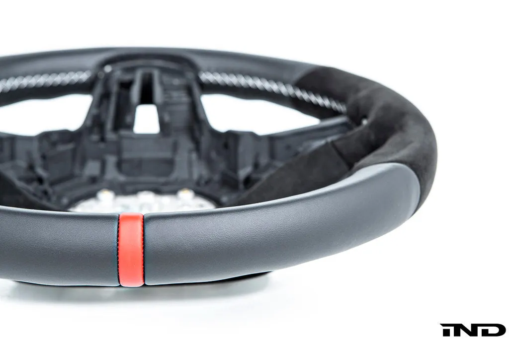 BMW M Performance G-Chassis Steering Wheel - Red Stripe   Silver Grey Stitching