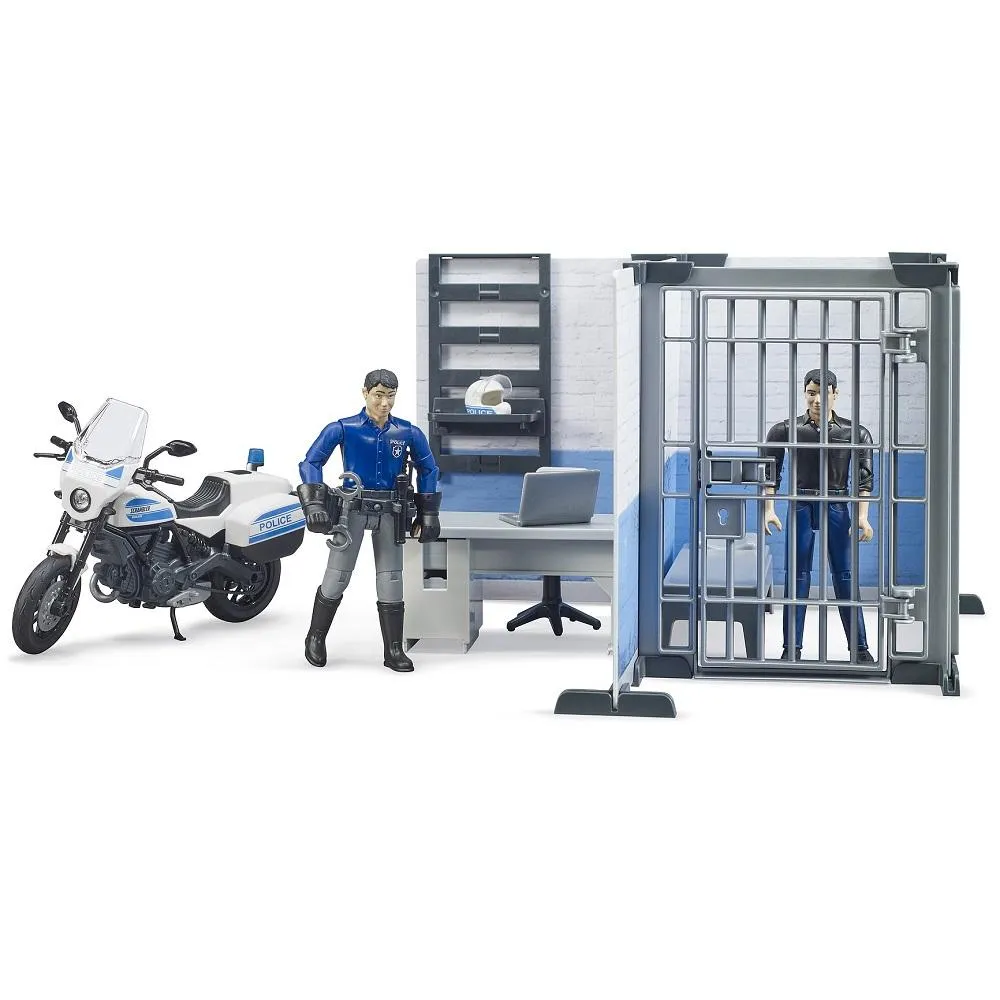 Bruder bWorld Police Station with Police Motorcycle
