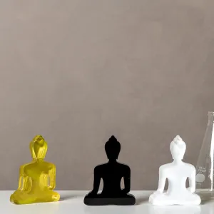 Buddha statue set of 3 - Gold, Black and White