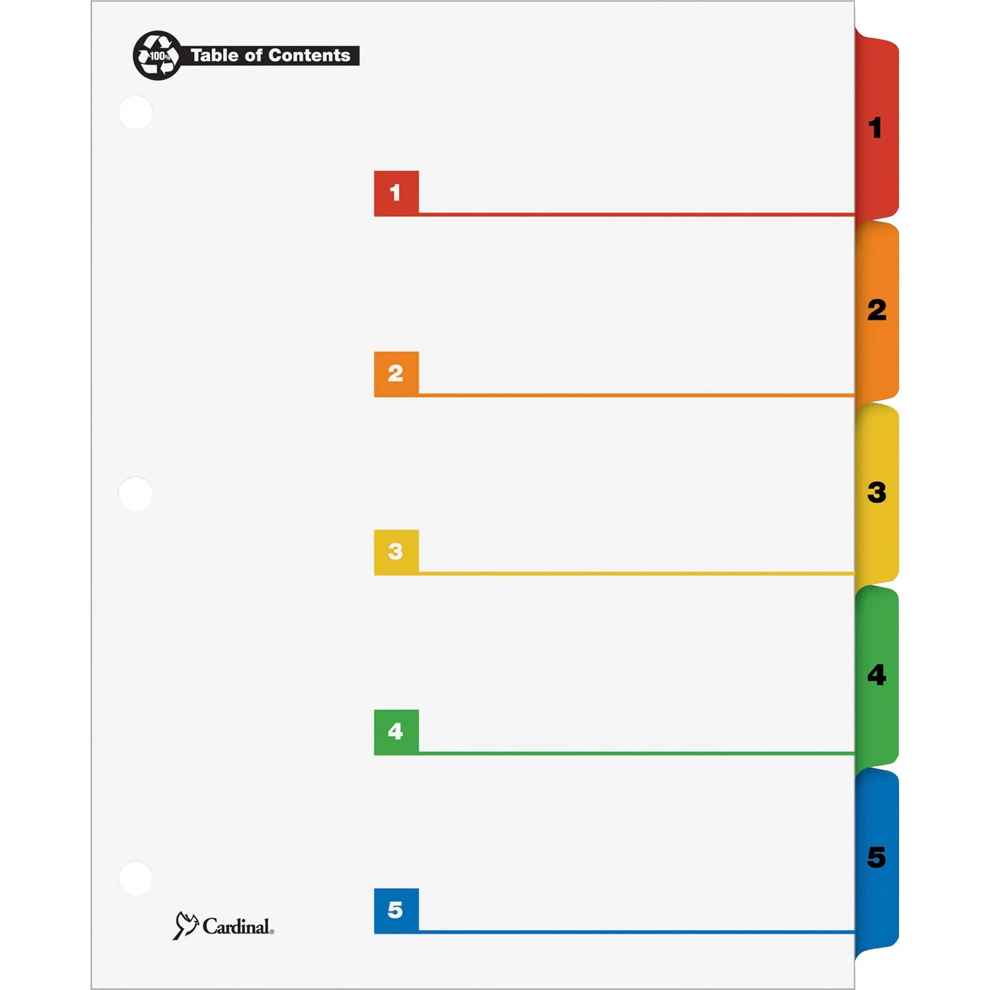Cardinal Onestep Recycled Table of Contents Dividers