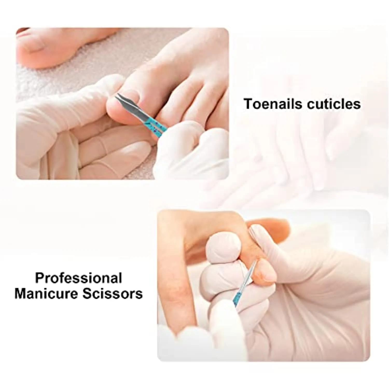 CGBE Premium Manicure Nail Scissors Multi-purpose Stainless Steel Cuticle Pedicure Beauty Grooming Kit for Eyebrow, Eyelash, Dry Skin Straight Blade (Blue)