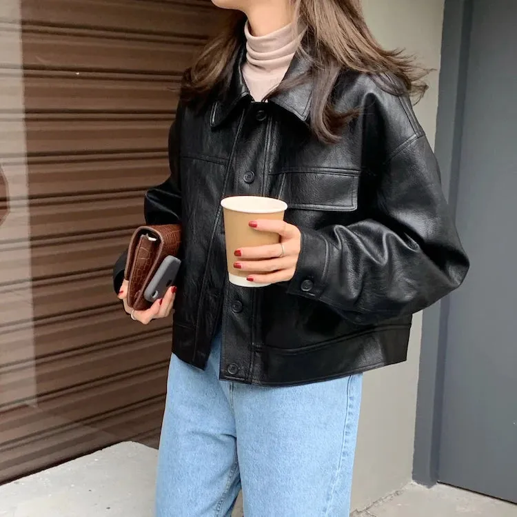 Chic Long Sleeve Turn Down Collar Coat for Women