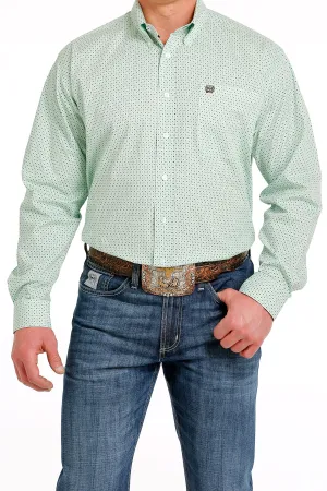 Cinch Mens L/S Lt Green Print