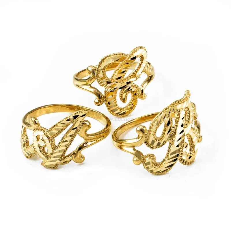 Custom 3D Cut Initial Letter Ring