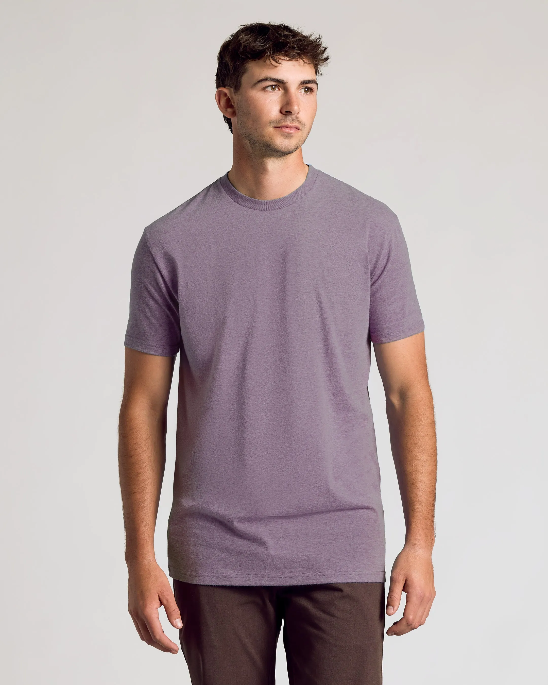 Dark Heather Amethyst Tall Straight Hem Crew Neck T-Shirt