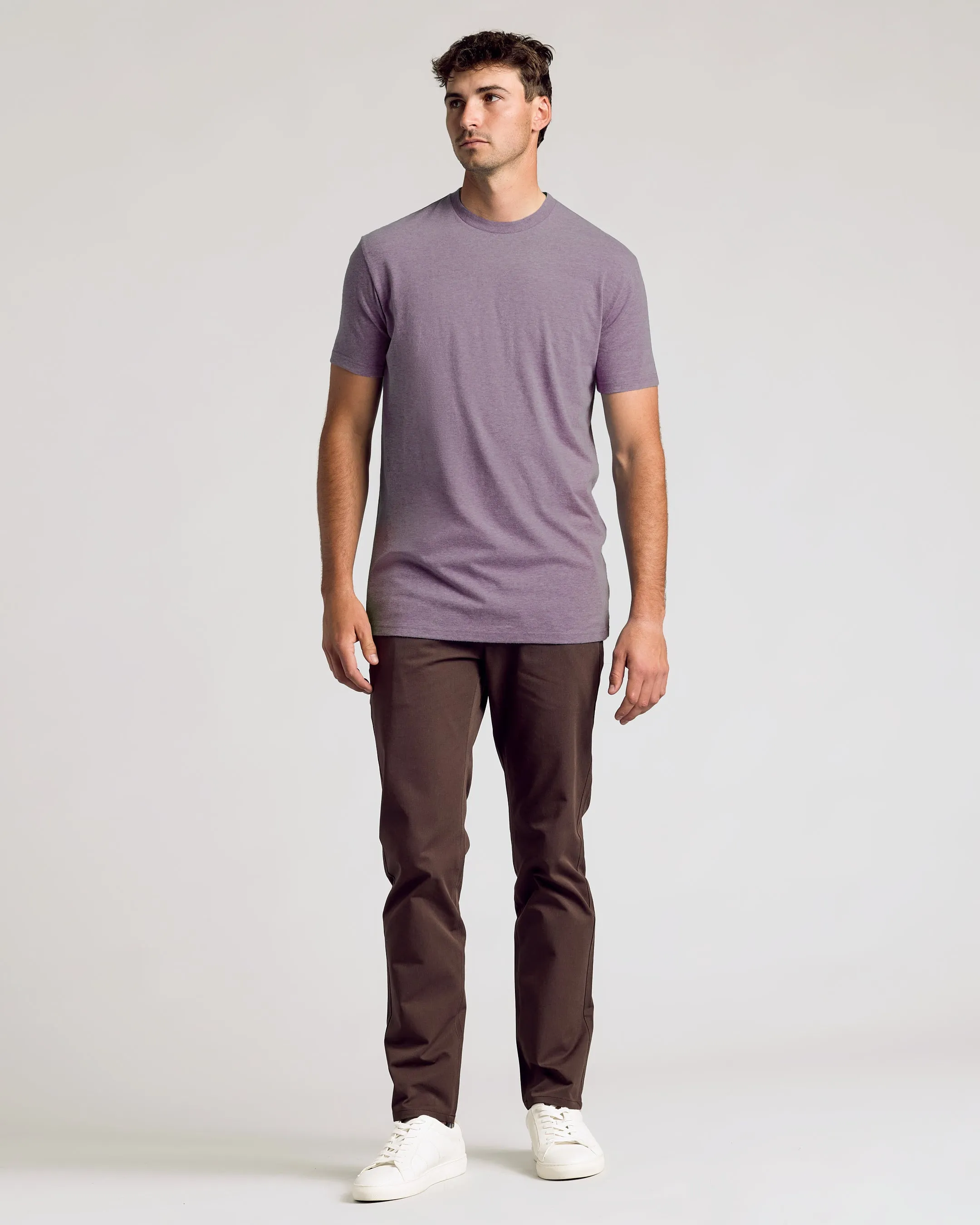 Dark Heather Amethyst Tall Straight Hem Crew Neck T-Shirt