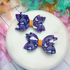 Dark Rainbows Riley Bow and 3.5” Faux Leather Bow Collection