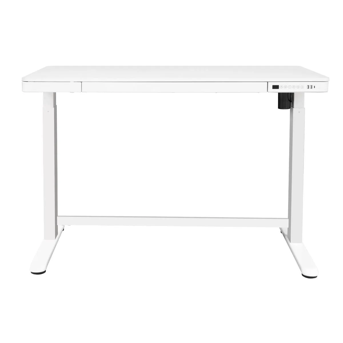 Dellonda White Electric Adjustable Standing Desk with USB & Drawer, 1200 x 600mm